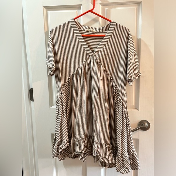 Striped cotton baby doll dress - Picture 1 of 5